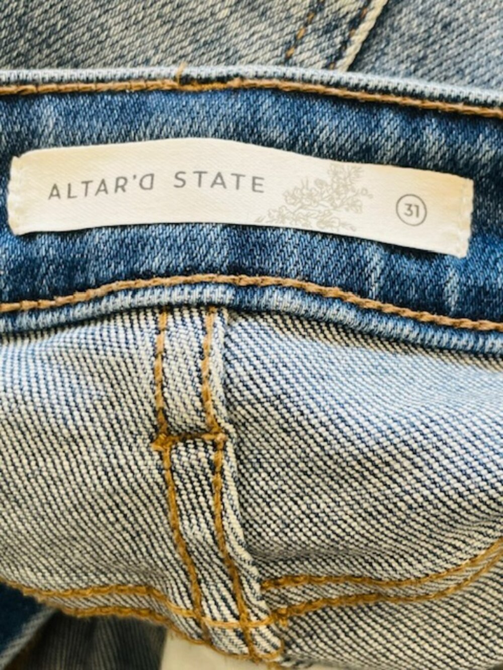 Altar'd State Wide Leg Crop Stretch Front Seam Jeans DP843 High Rise Size 31 - Picture 7 of 8